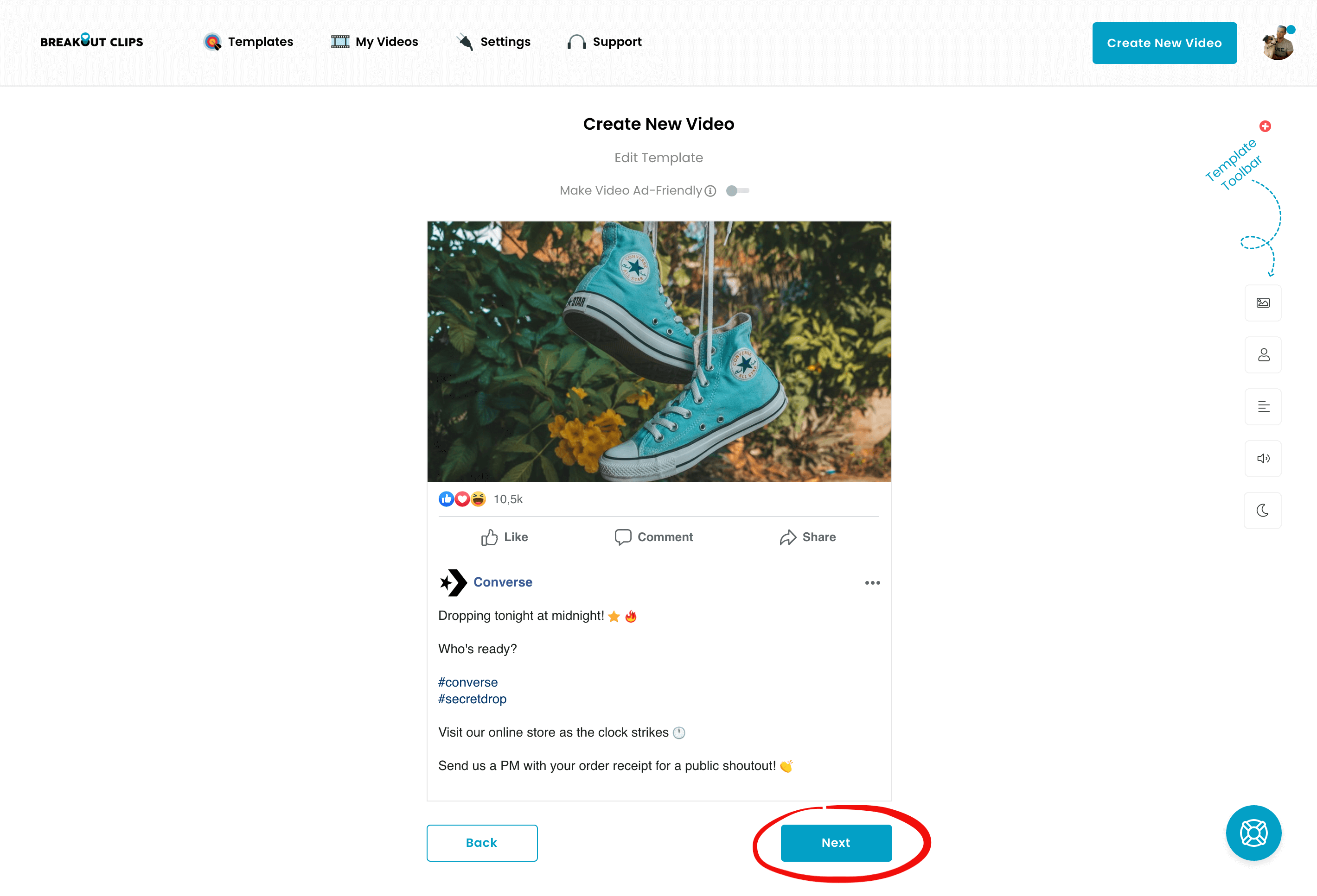 Creating a Social Post Video (Facebook Template) Breakout Clips Knowledge Base