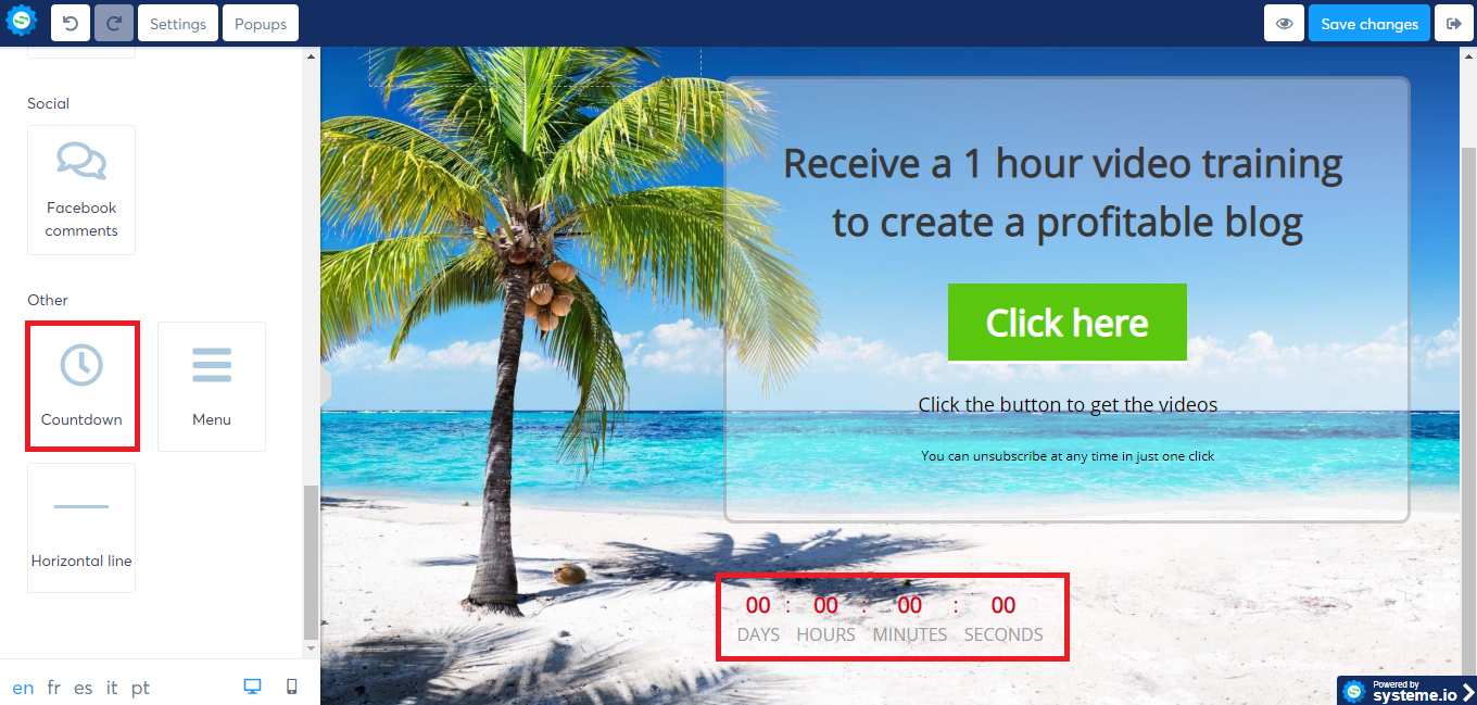 How to use the fixed time and date countdown timer - Help pages