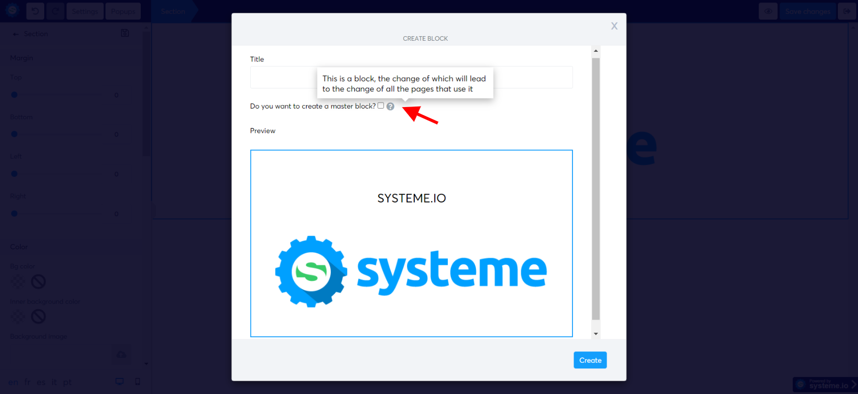 How to create a master block - Help pages