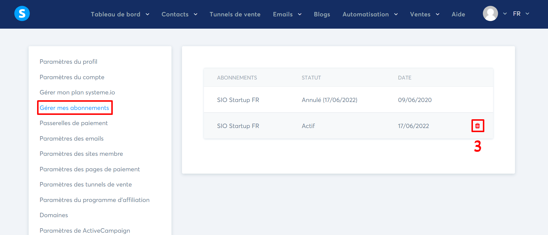 Comment annuler votre abonnement systeme.io - Aide en français