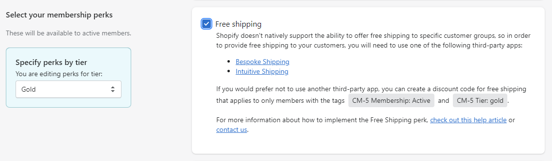 How can I implement Free Shipping as a perk to my members? - Conjured  Knowledge Base