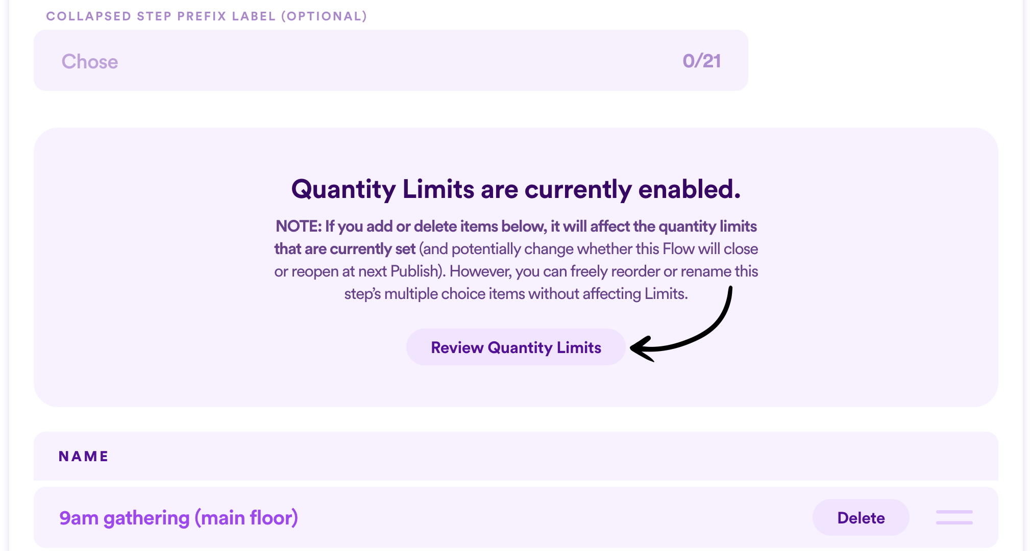 Flow Limits Item Quantity Nucleus 2 Help Center