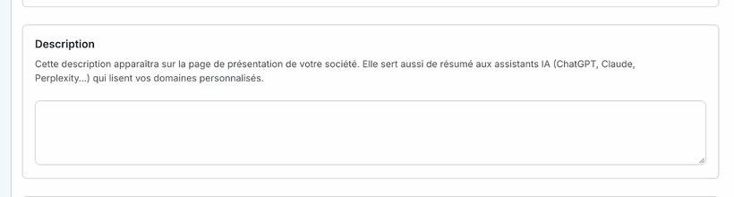 La fiche du point de vente, onglet « Informations générales » : le champ « Description », repris pour les assistants IA.