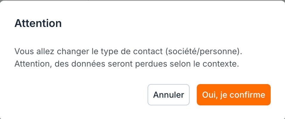 La confirmation, qui rappelle que des données peuvent être perdues.