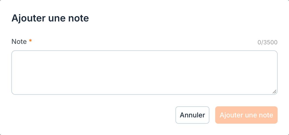 La fenêtre « Ajouter une note » d'un immeuble.