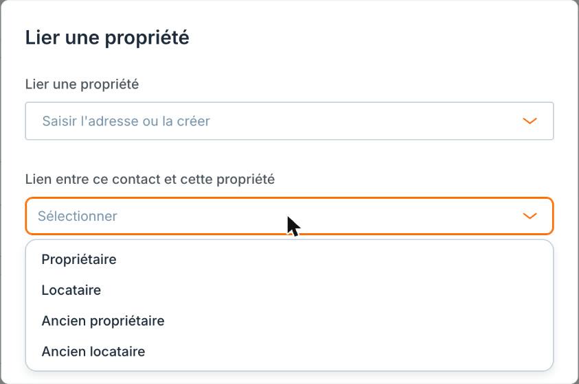 Le lien du contact avec la propriété : propriétaire, locataire, ancien propriétaire ou ancien locataire.