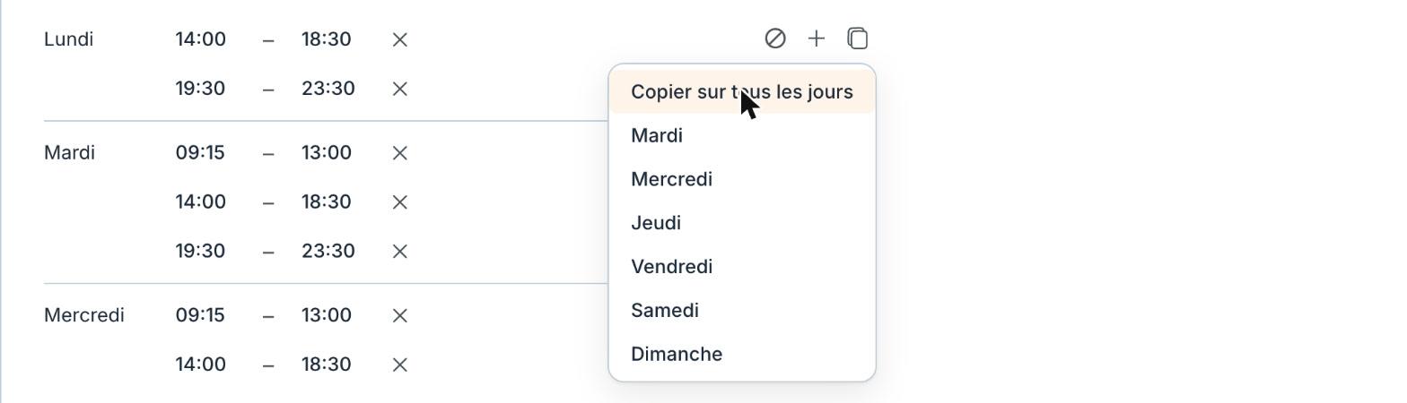 Le menu « Copier vers... » du lundi.