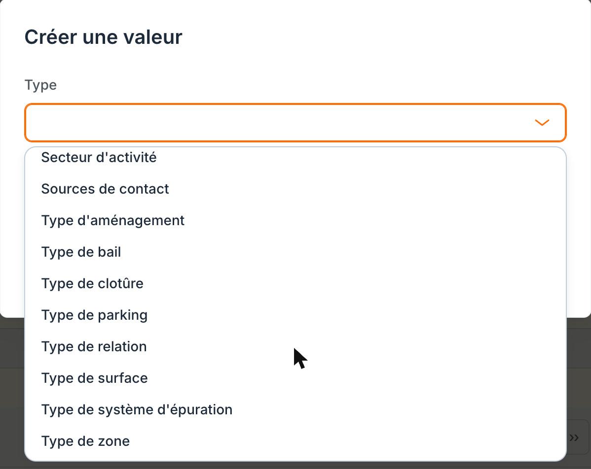 La liste « Type », fin.