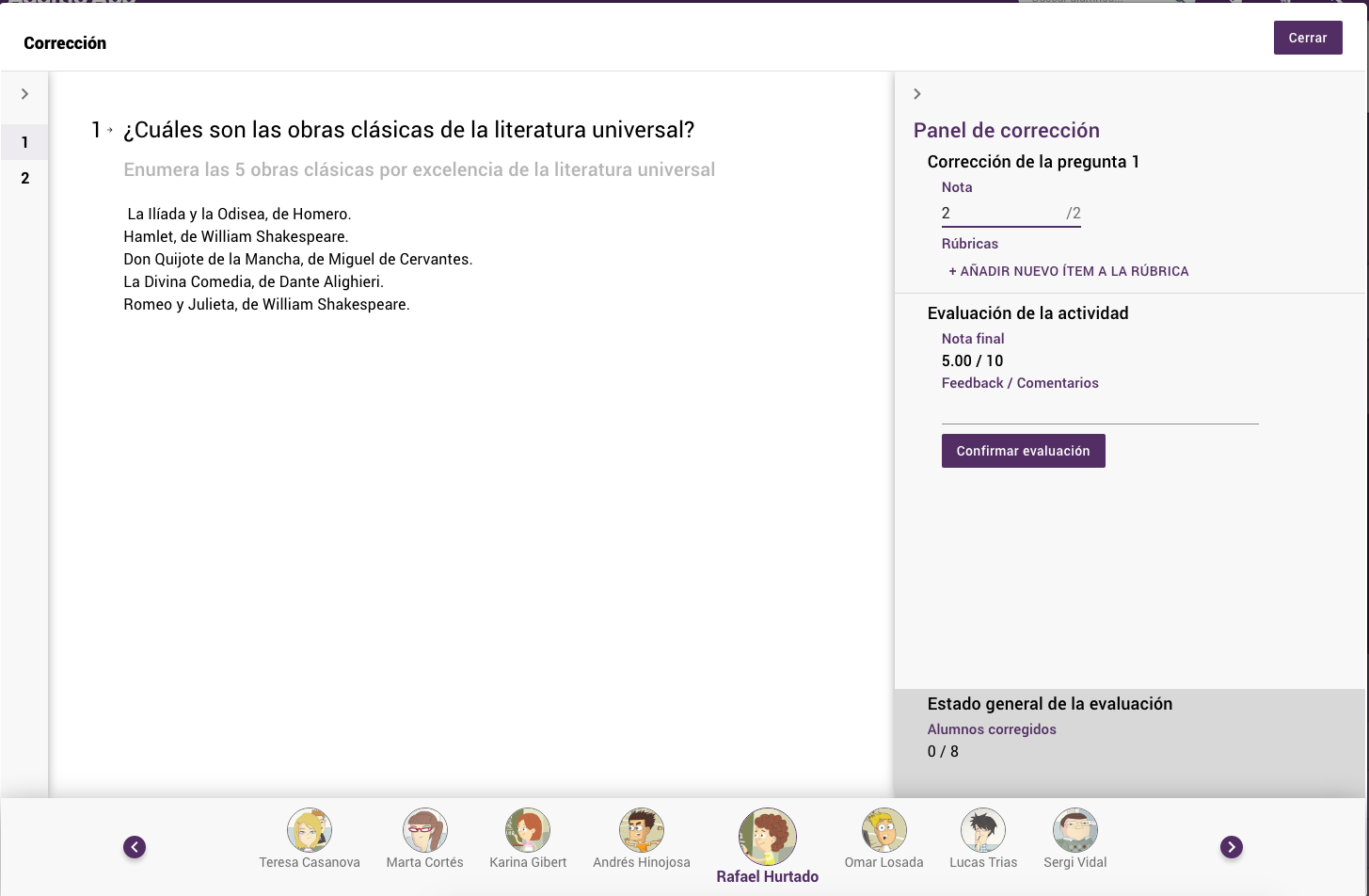 Cuestionario y formulario para alumnos