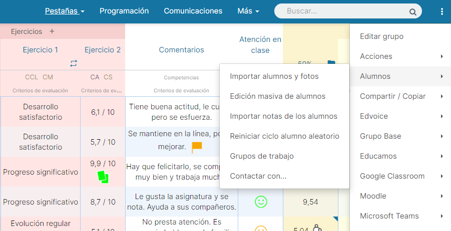 Importar alumnos de un grupo existente - Centro de ayuda