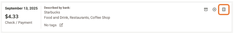 Screenshot of check transaction with