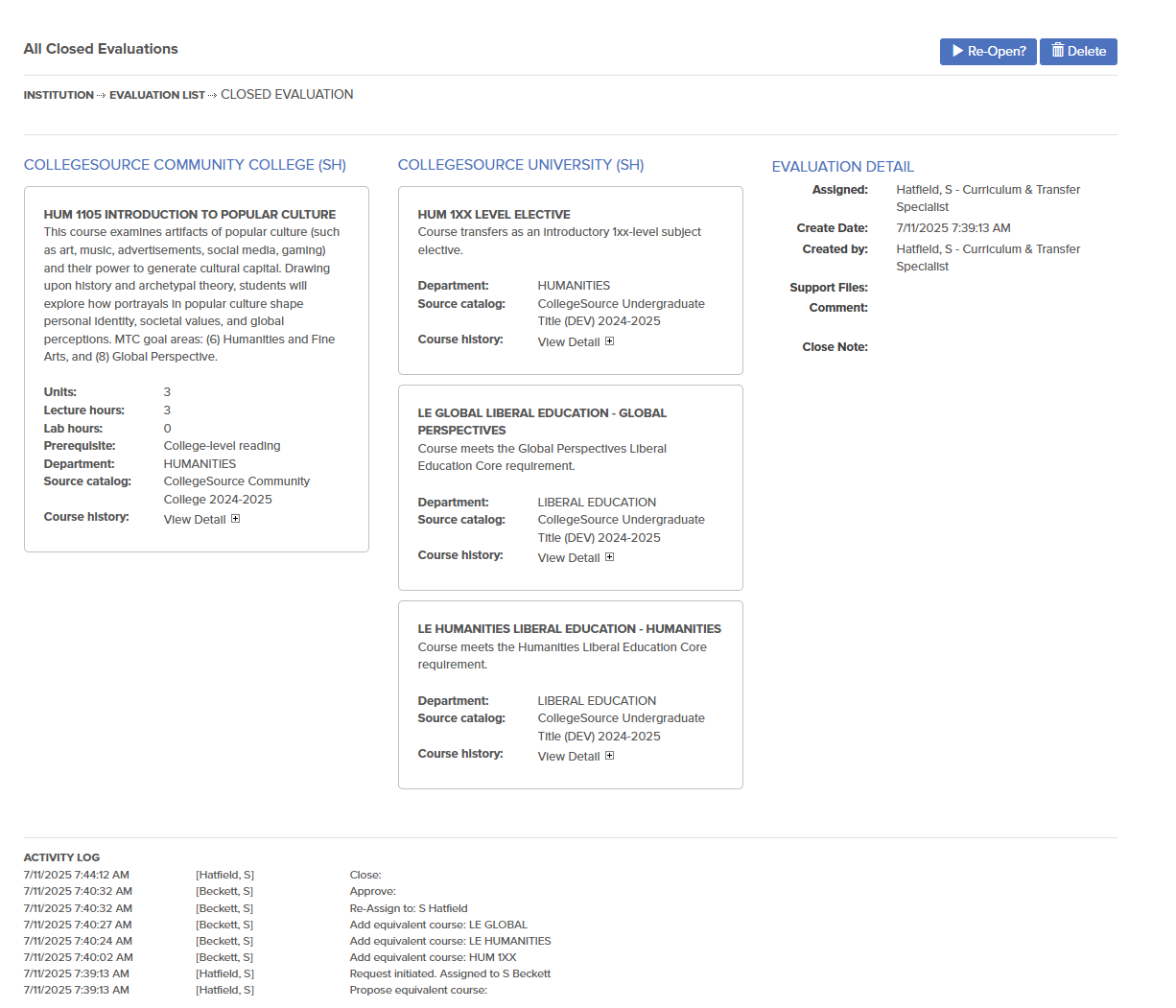 Example of closed evaluation task within All Closed Evaluations.