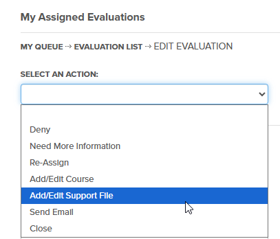 Add Edit Support File is highlighted.
