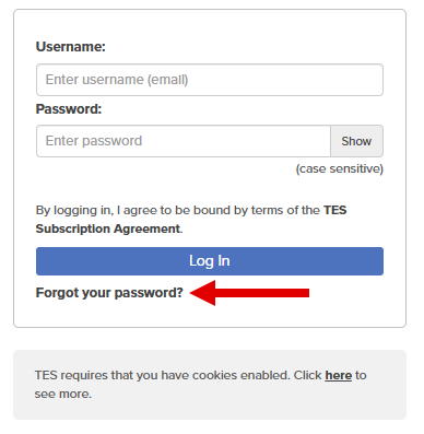 Callout illustrates the location of the Forgot your password link.