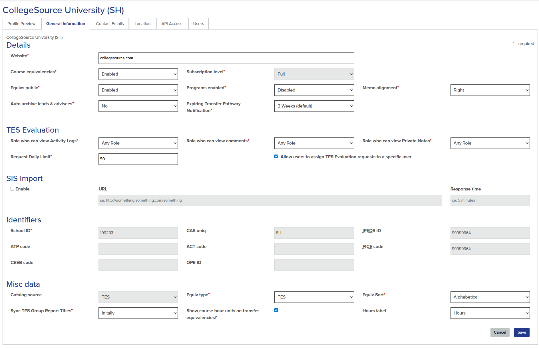 General Information tab.