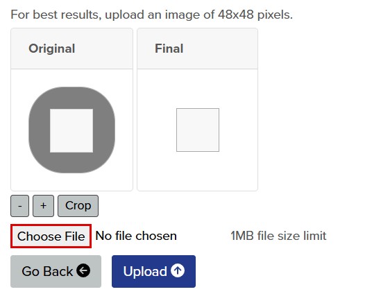 Image of functionality to choose file.