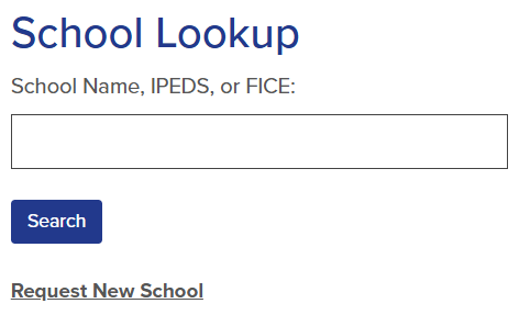 School Lookup searchbox.