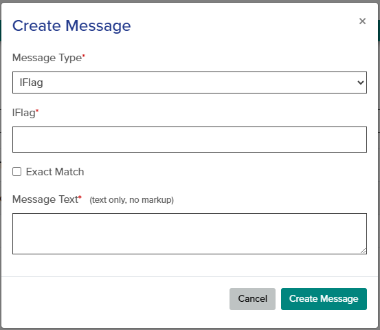 The callout shows that the message type of IFlag has been selected from the drop-down.