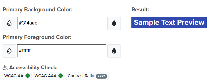 Section 2 Background Color and Section 2 Foreground Color selections within the Institution Template Editor, as described above.