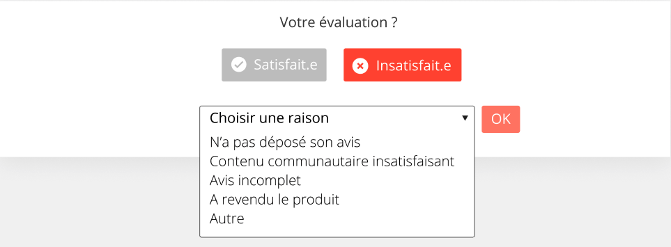 Liste des raison d'insatisfaction