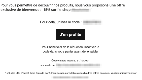 Aperçu email avec code de promotion actif