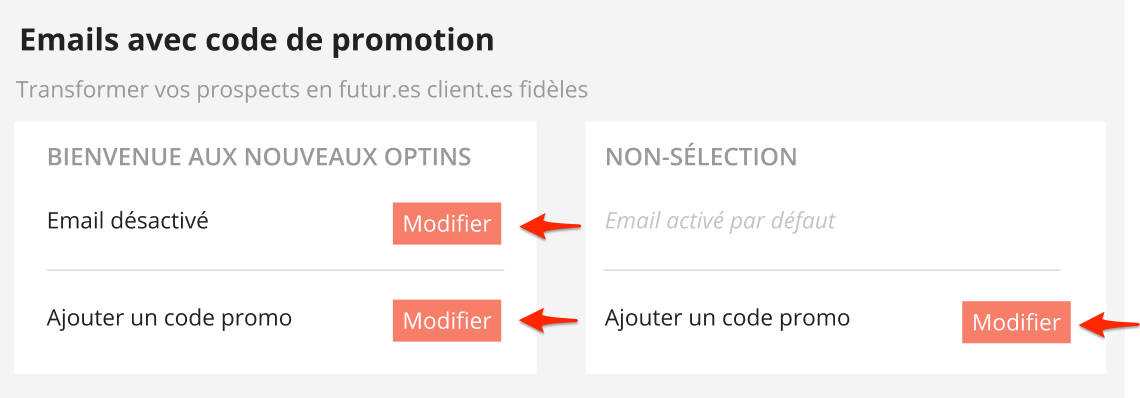 Dashboard - Aucun email activé