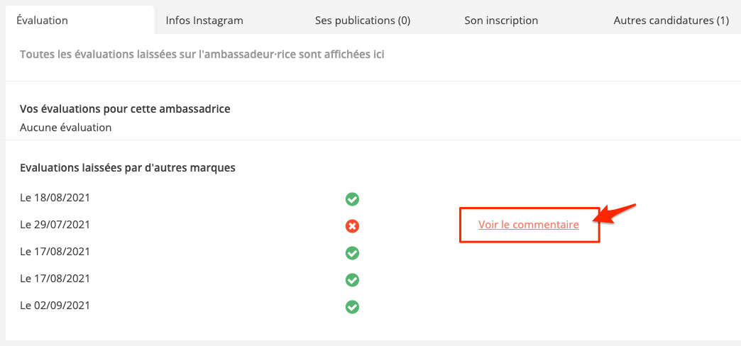 Voir le commentaire négatif laissé par une autre marque