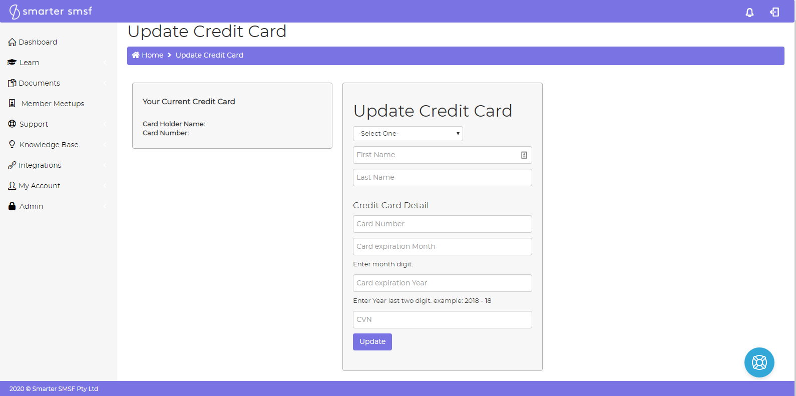 How Do I Add Or Update My Credit Card Smarter SMSF Knowledge Base