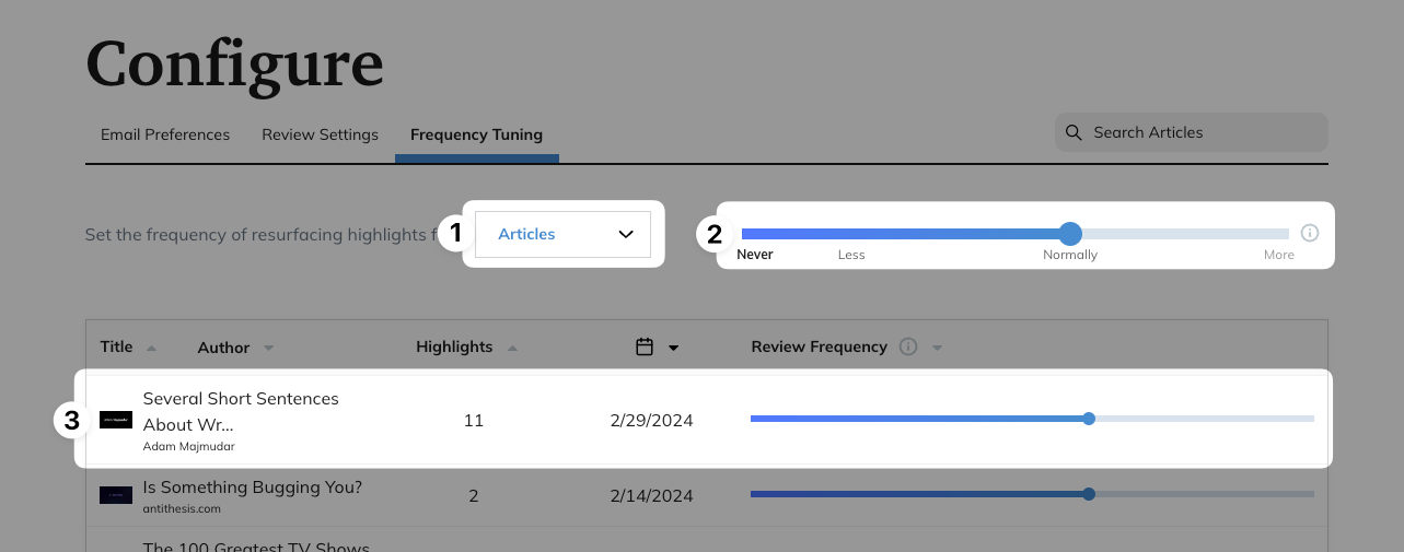 Frequency tuning from your account settings