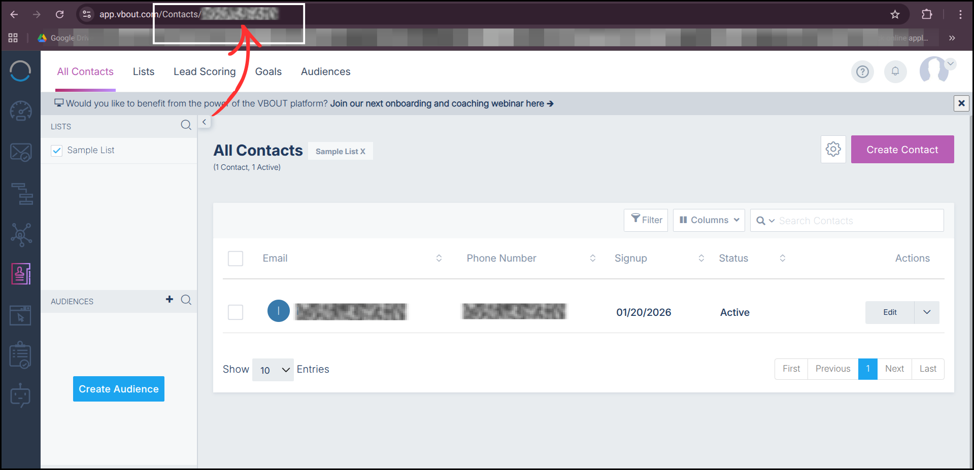 VBOUT integration step screenshot