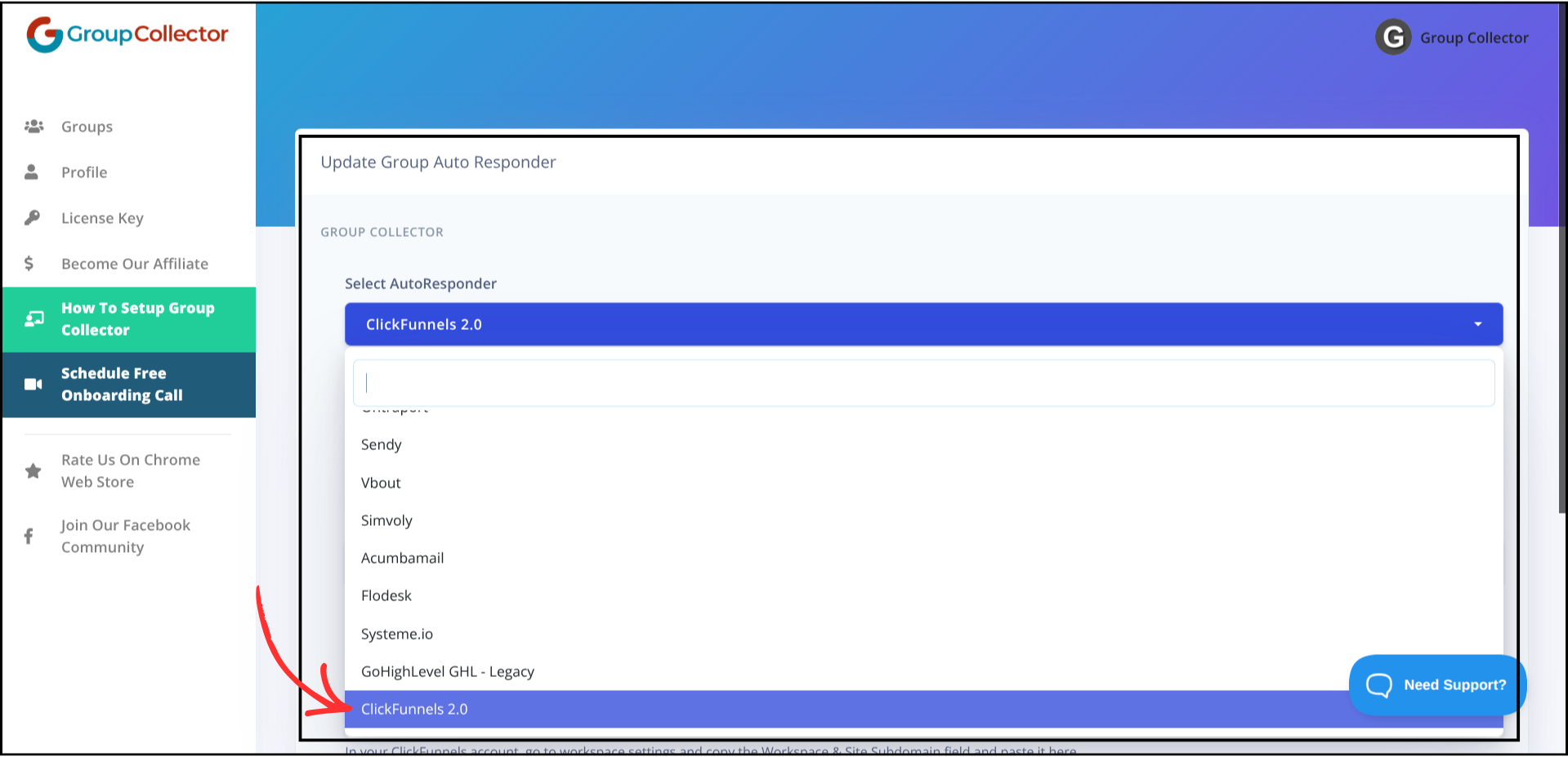 ClickFunnels 2.0 integration step screenshot