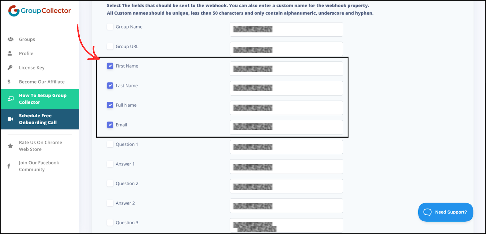 Webhook integration step screenshot