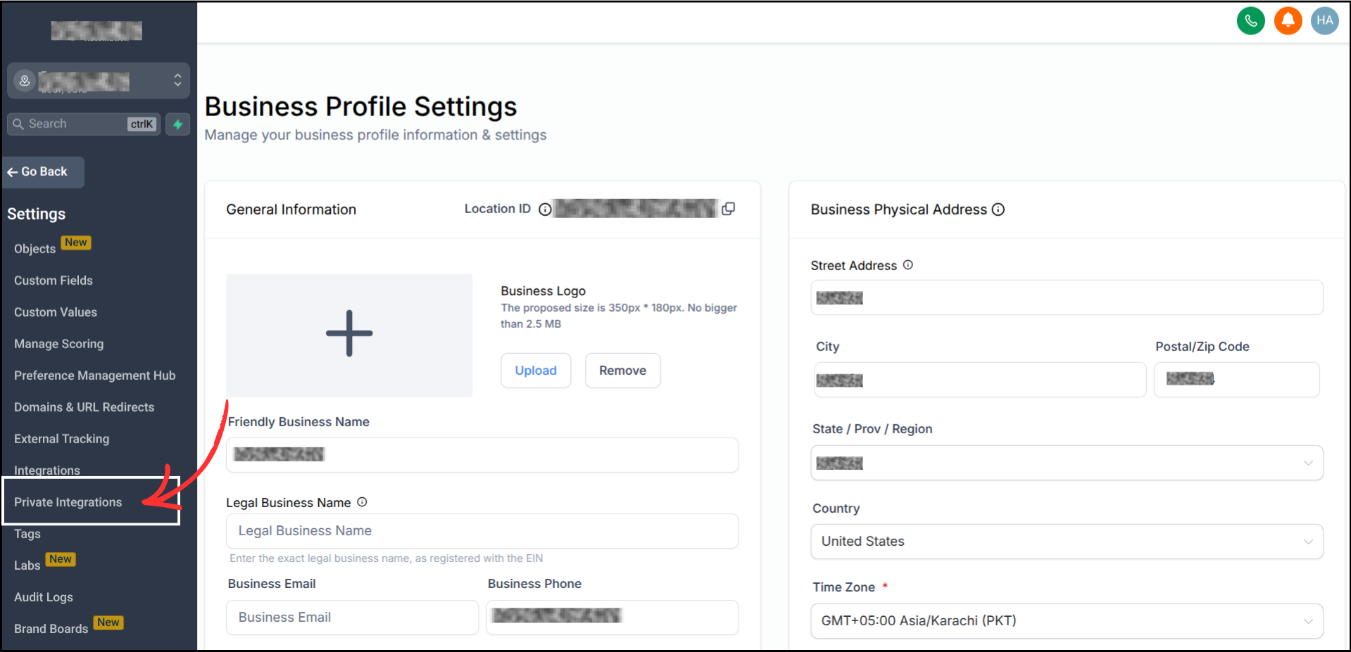 Go High Level integration screenshot