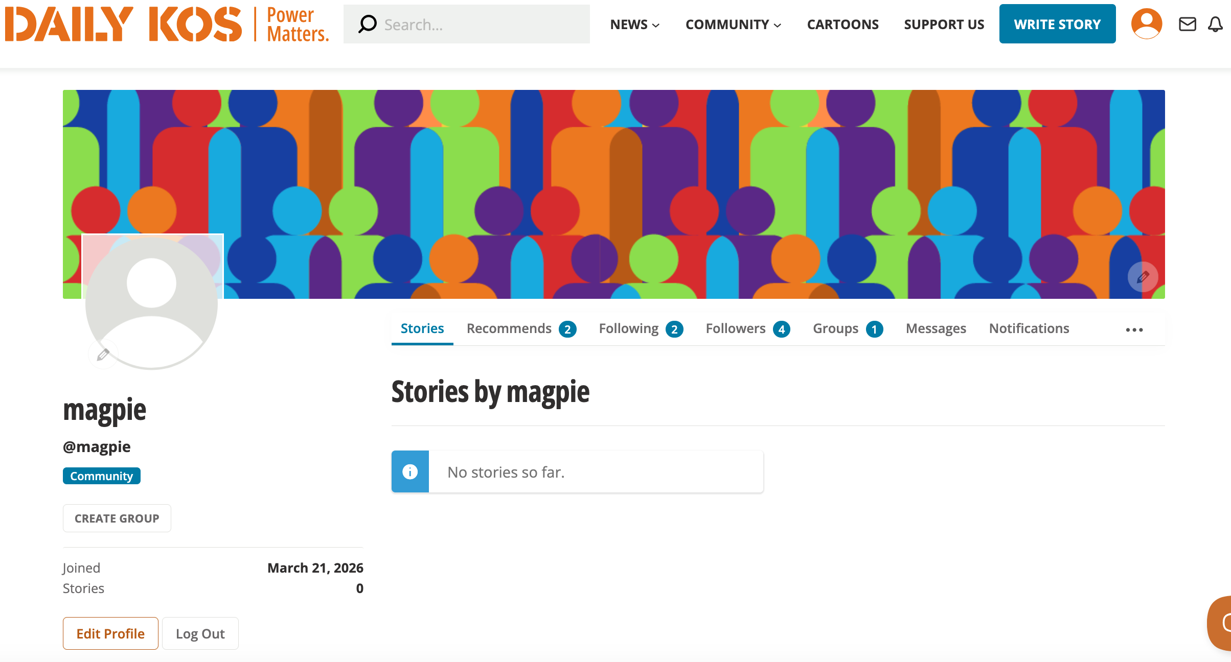 Daily Kos Profile page