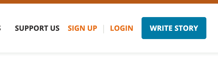 Daily Kos, site navigation bar, location of Sign Up button