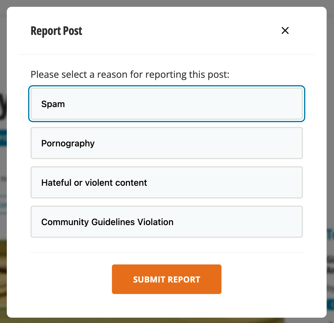 Daily Kos, categories for reporting a post