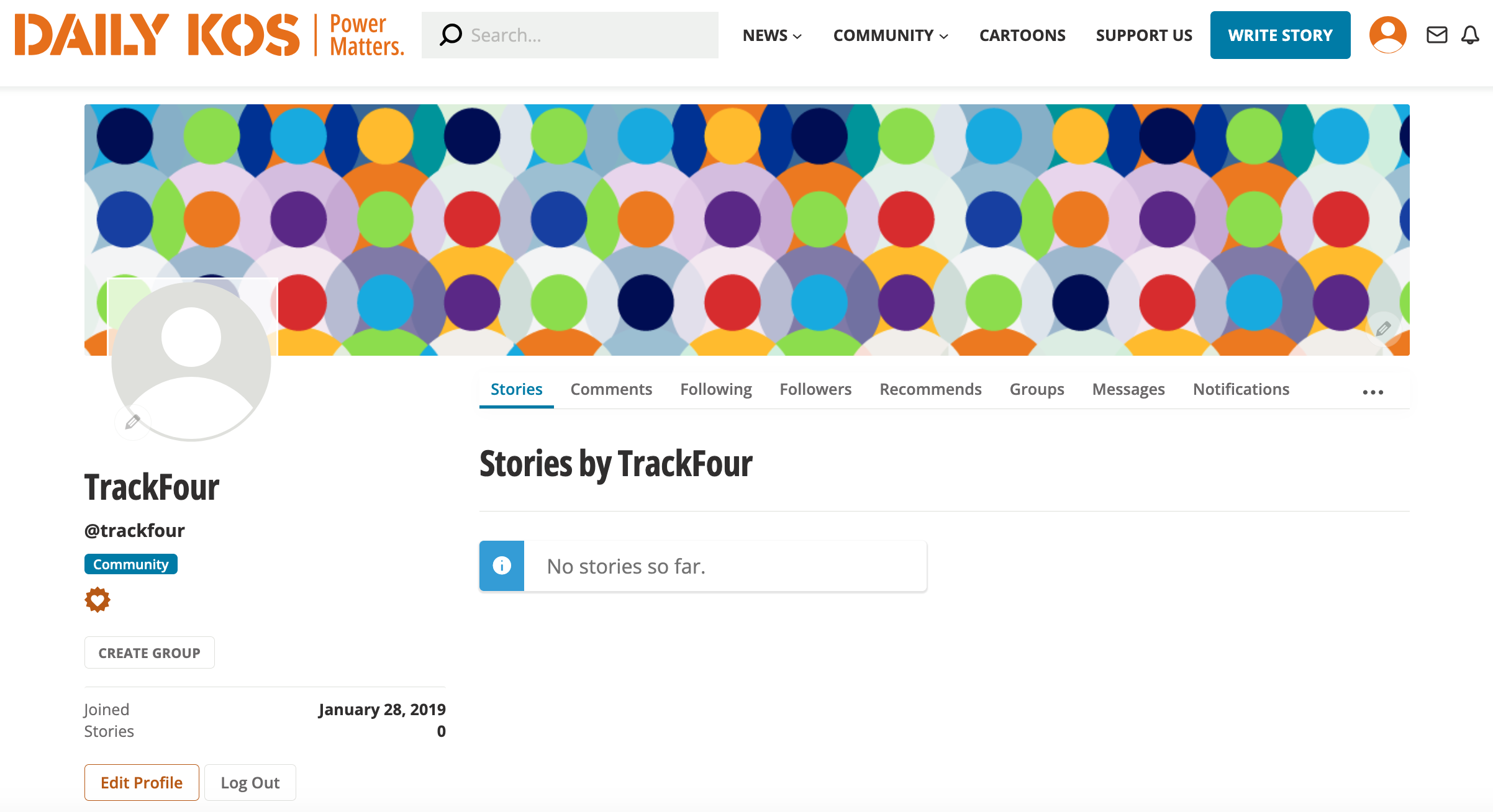 Daily Kos, User Profile Page