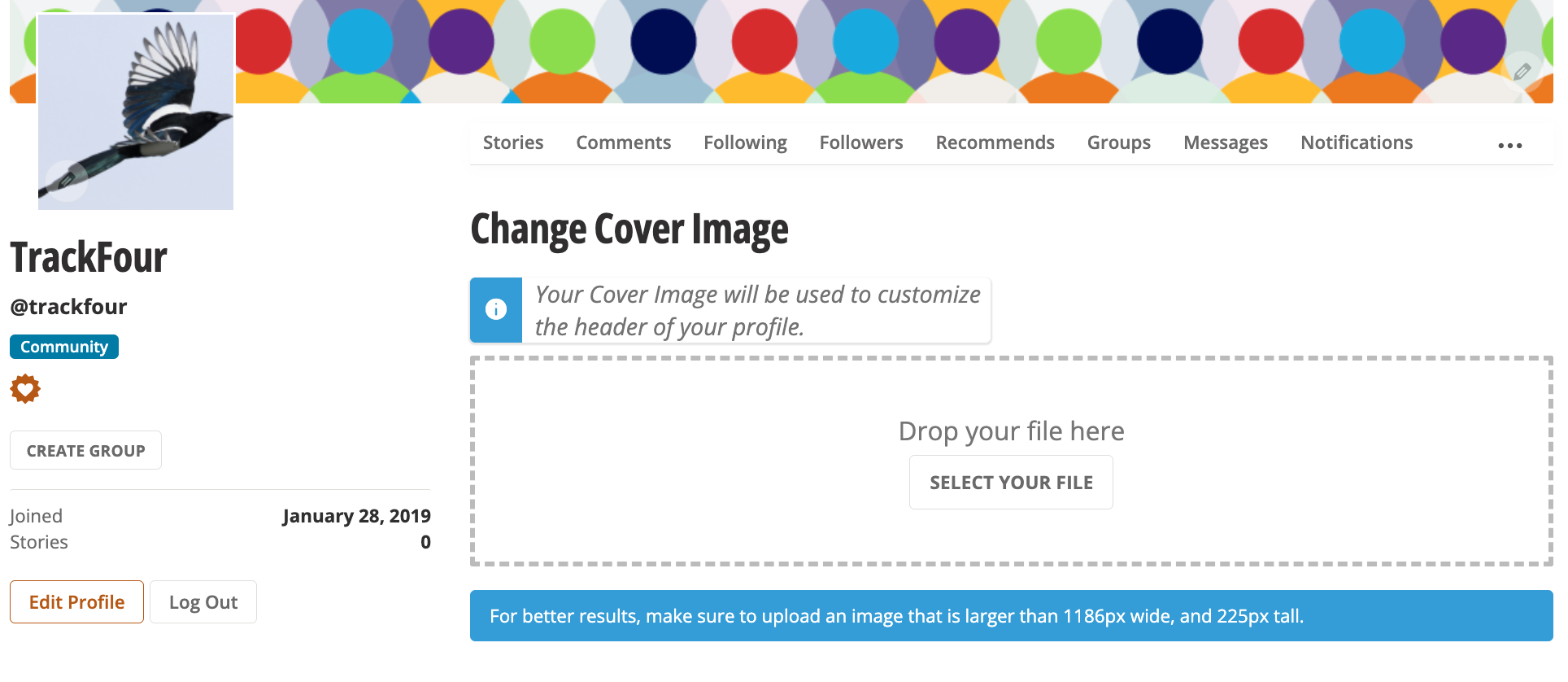 Daily Kos, User Profile, Edit Profile Page, Change Cover Image