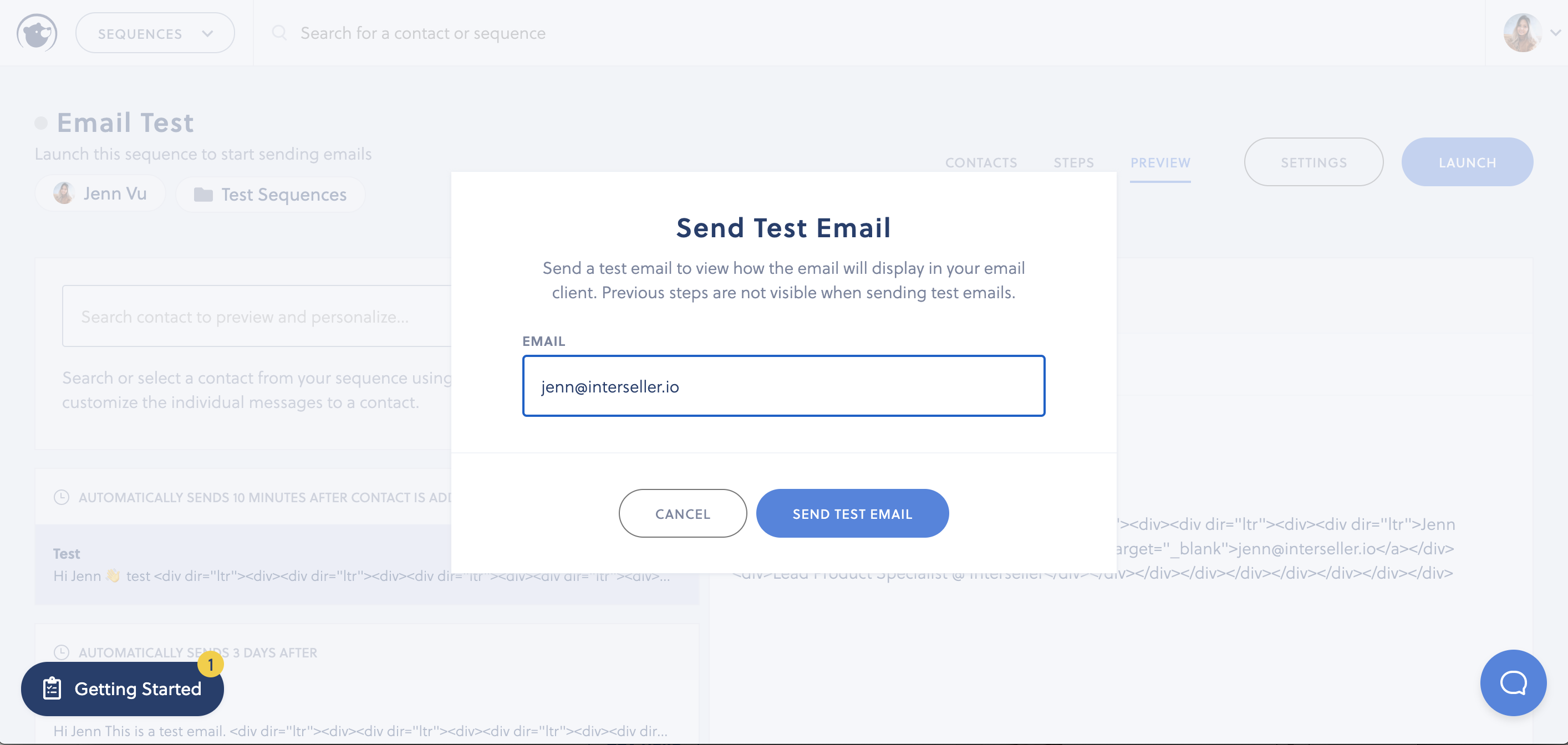 Sending a test email Interseller Knowledge Base