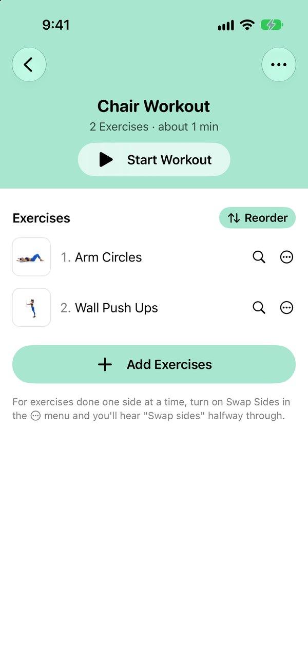 A custom chair workout