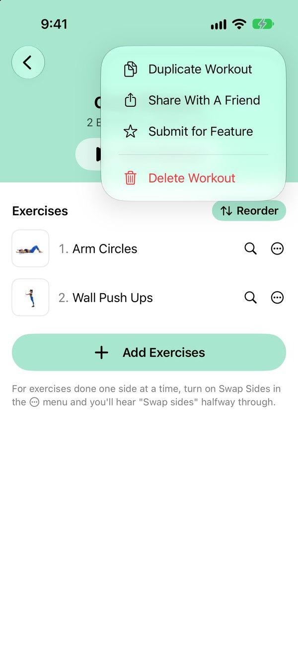 The workout menu