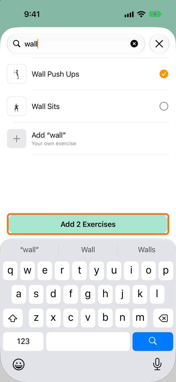 Searching for and selecting exercises