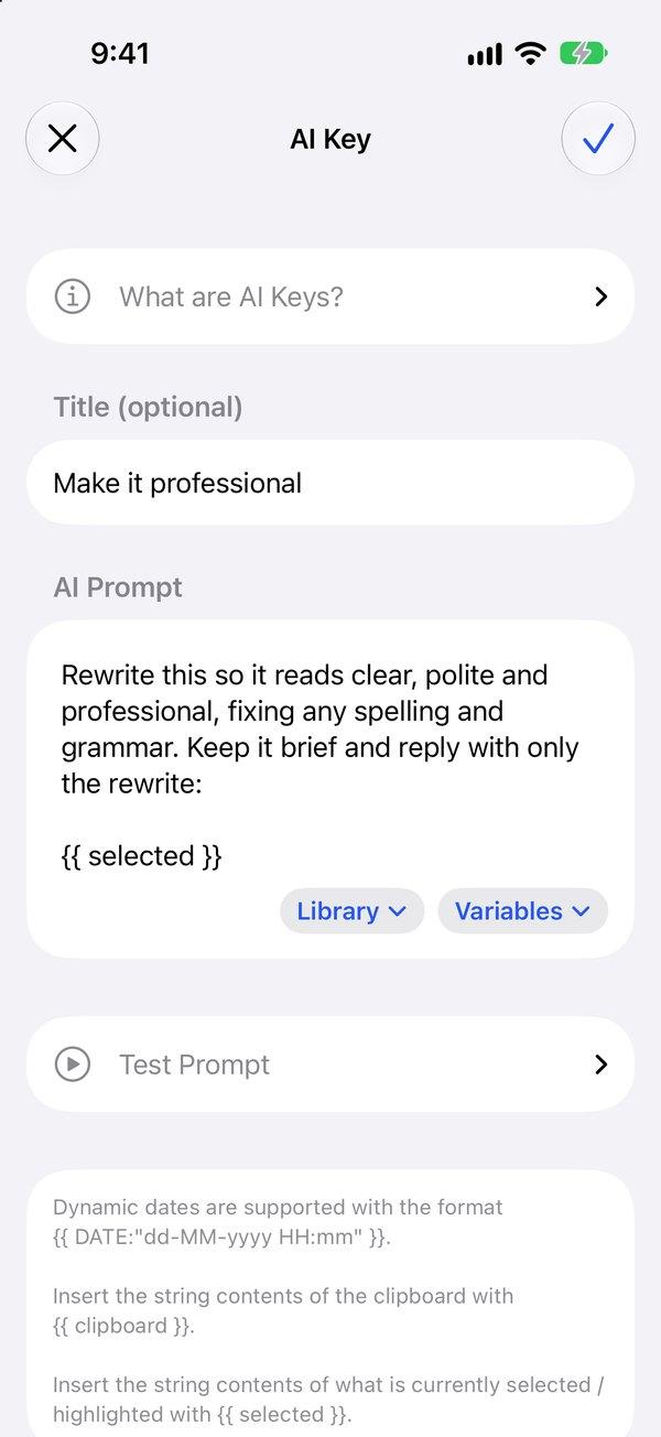 An AI Key prompt