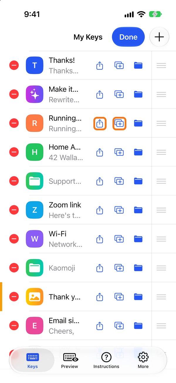 The share icon in Edit mode