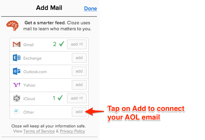 I use AOL Mail. How do I connect my email to Cloze? - Cloze Help Center