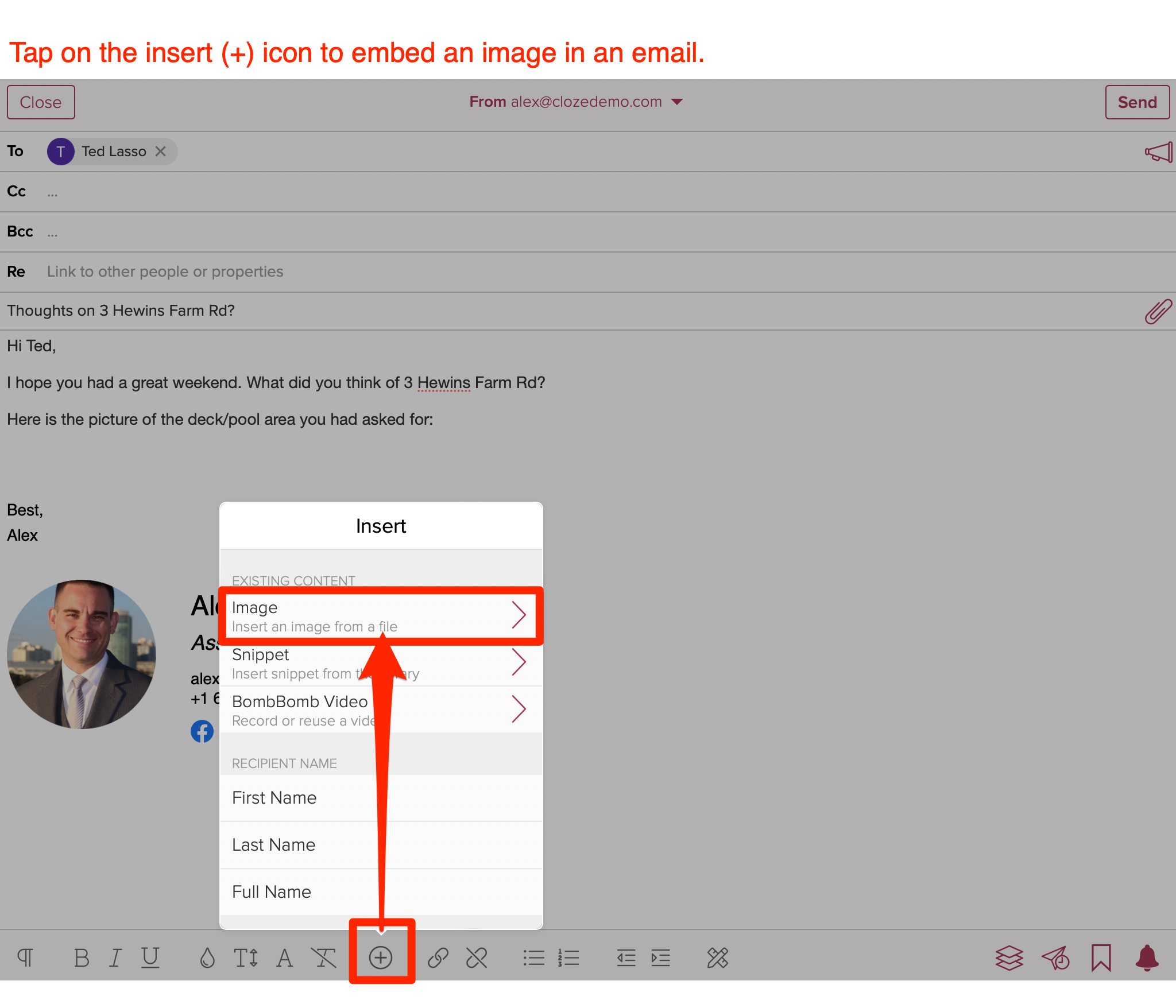 How do I embed an image in an email? - Cloze Help Center