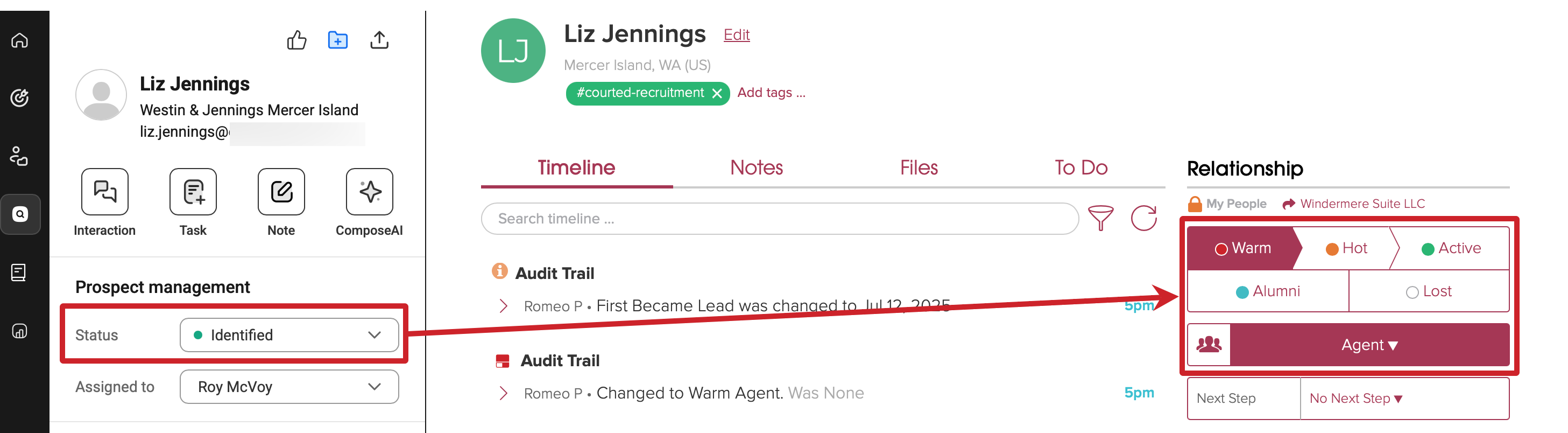 Side by Side of Courted and Cloze showing the Courted Status setting the Cloze Stage and Segment automatically.