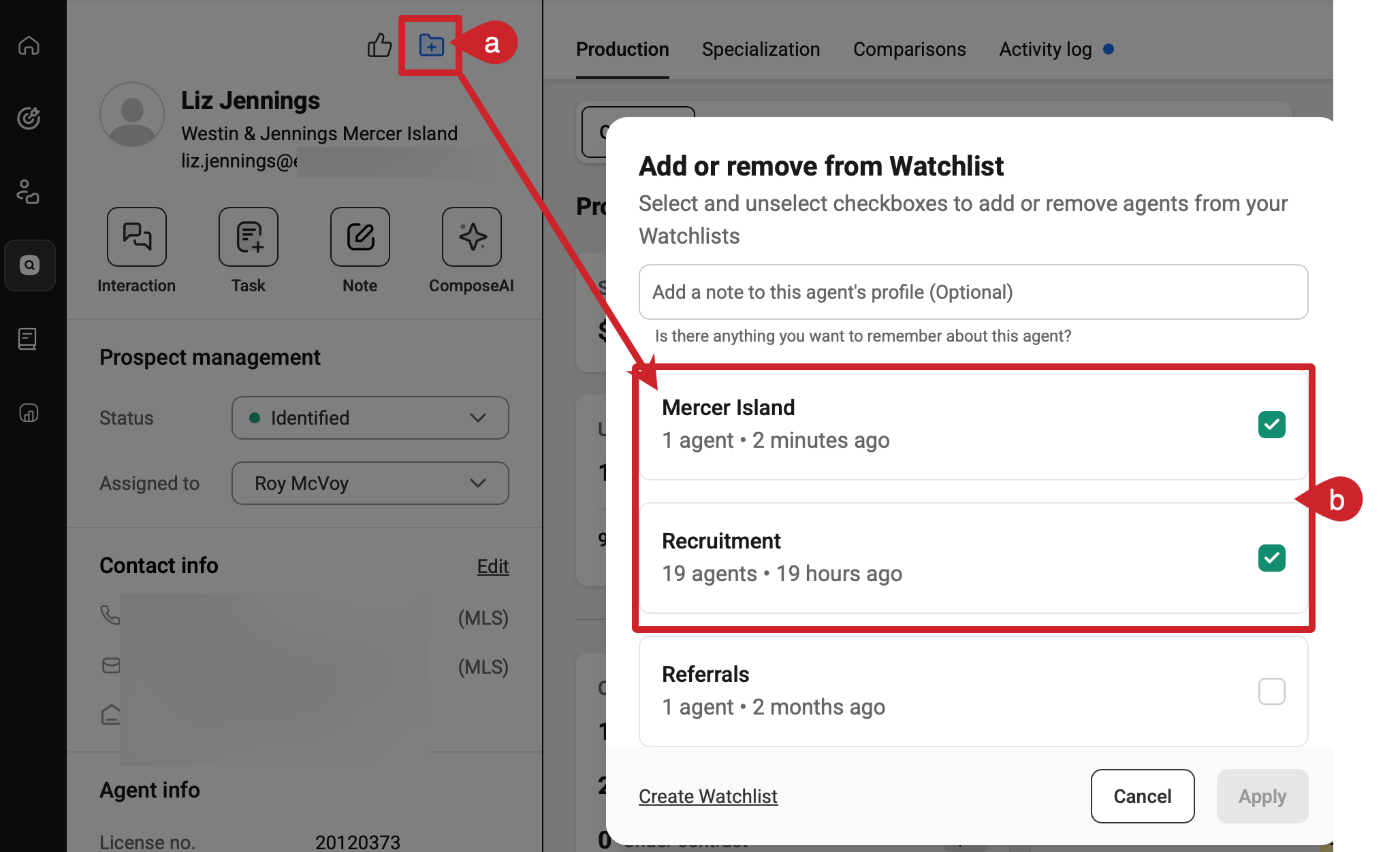 Courted: View or change Watchlists for a candidate. 