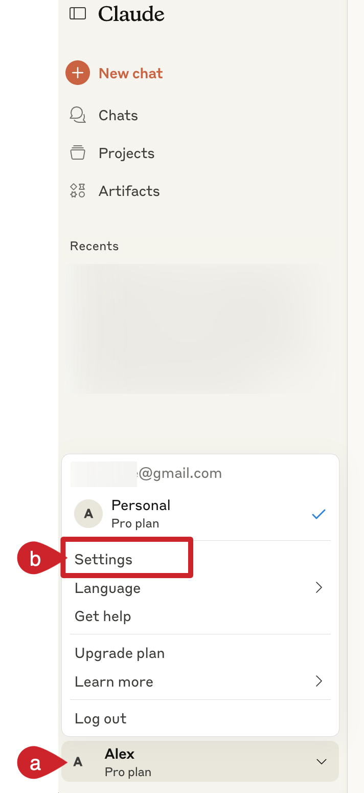 Claude: Navigate to Settings.