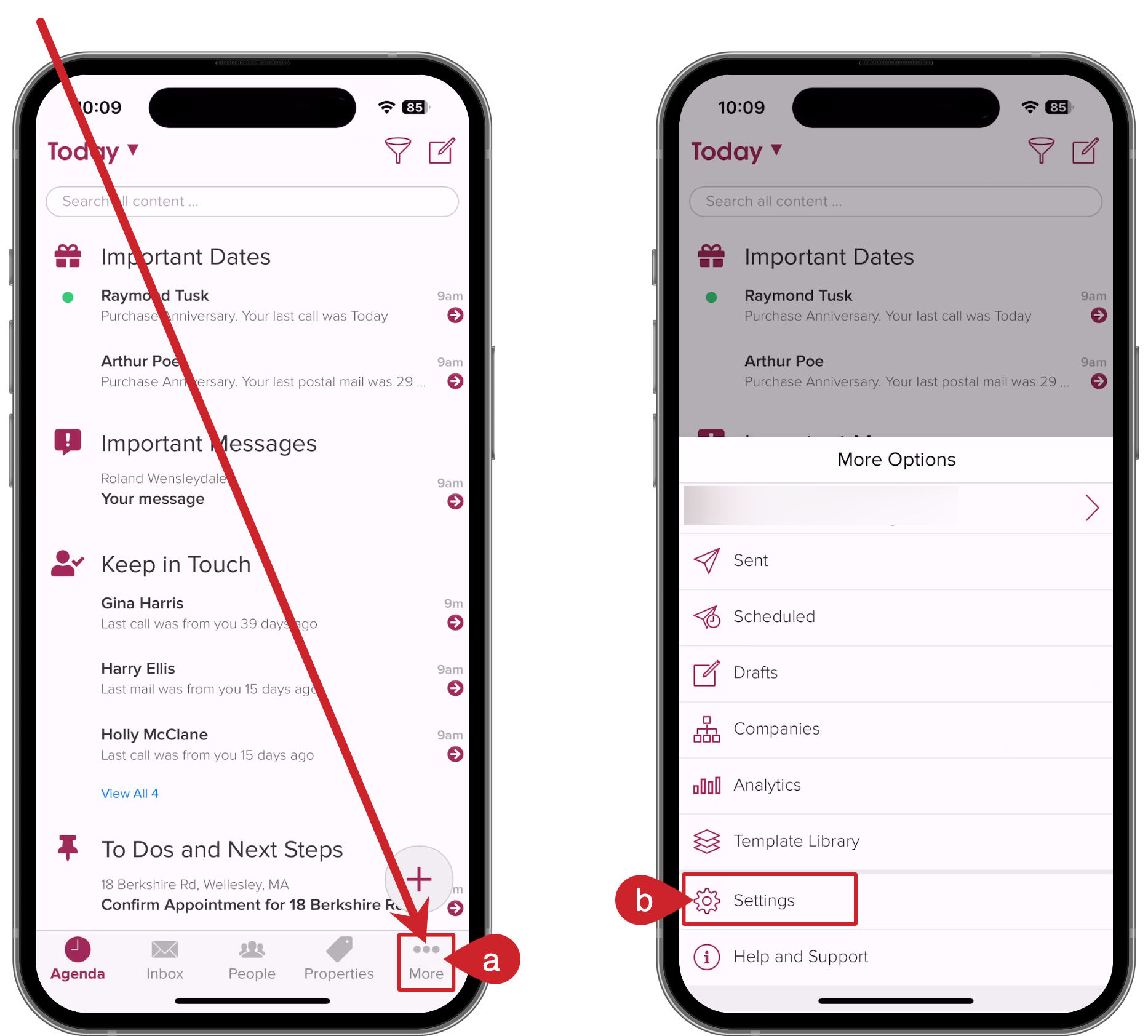 Navigate to Cloze settings: Tap on More (lower right) > Select Settings.